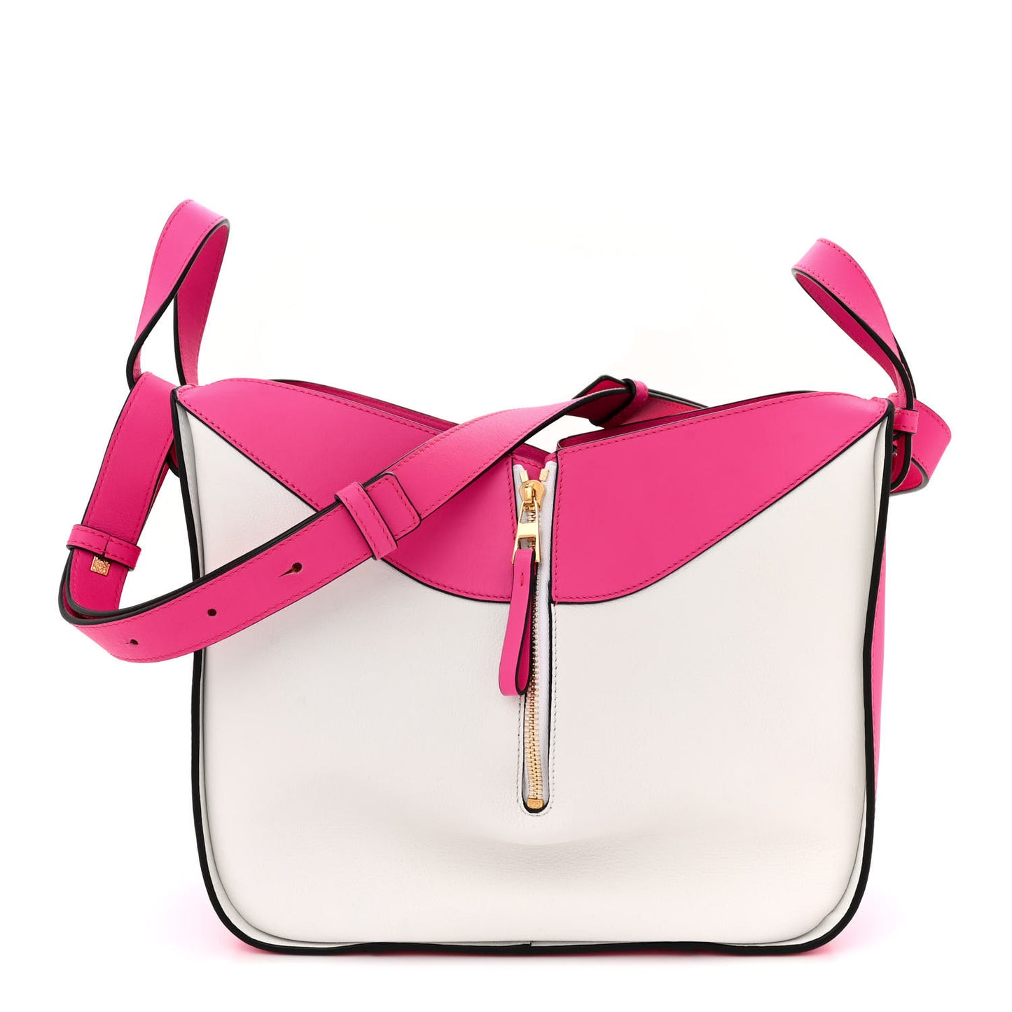 Calfskin Small Hammock Shoulder Bag Shocking Pink White