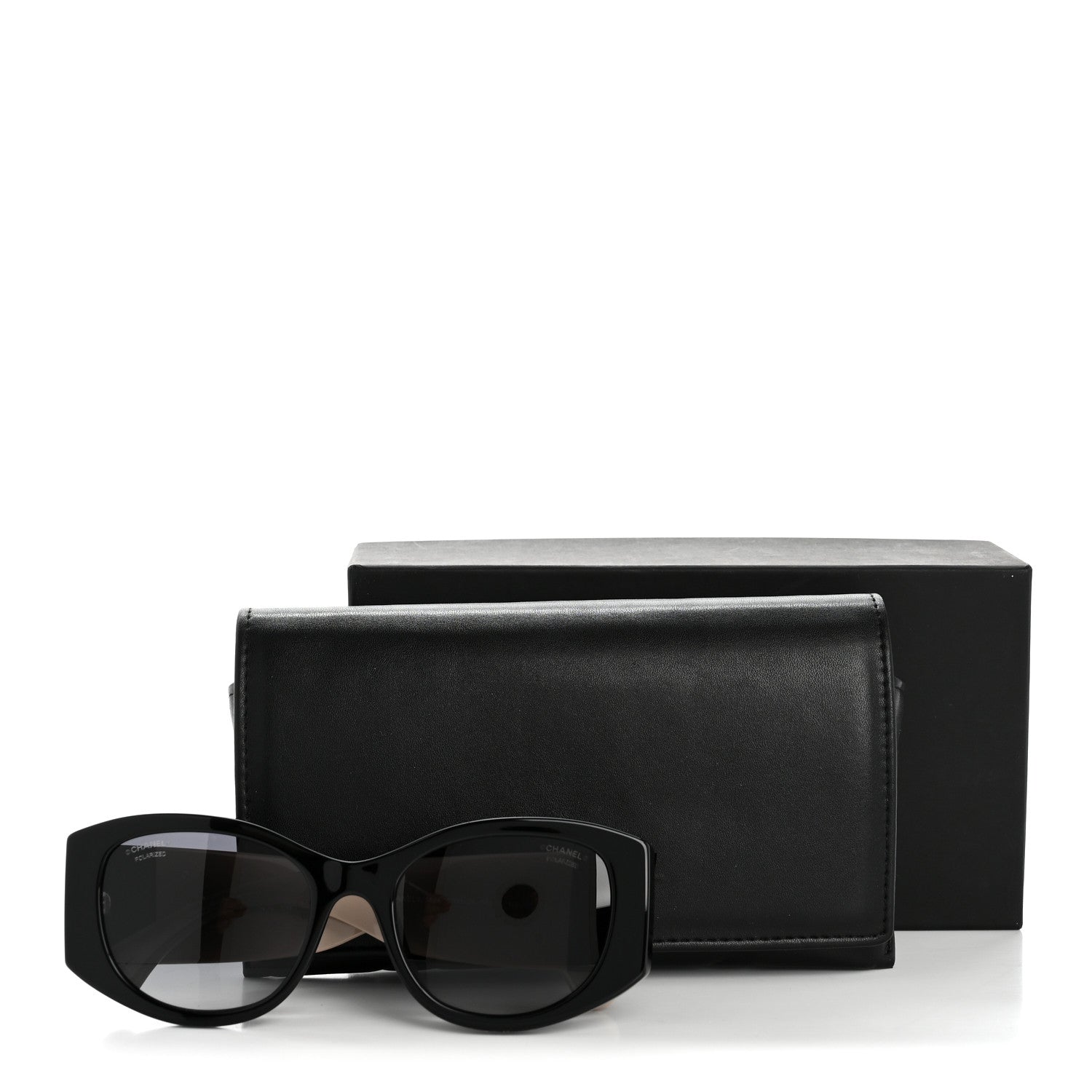 Chanel Acetate Oval Sunglasses 5524-A Black Beige 8 of 8