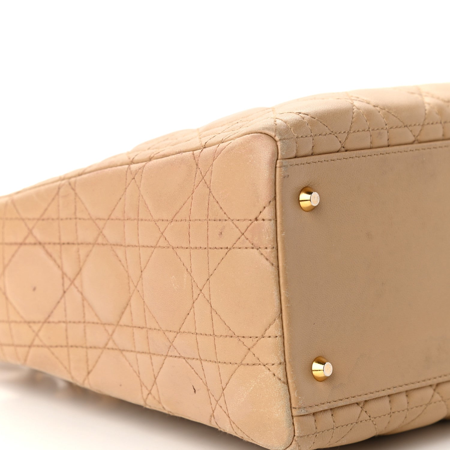 Christian Dior Lambskin Cannage Medium Lady Dior Beige 19 of 24