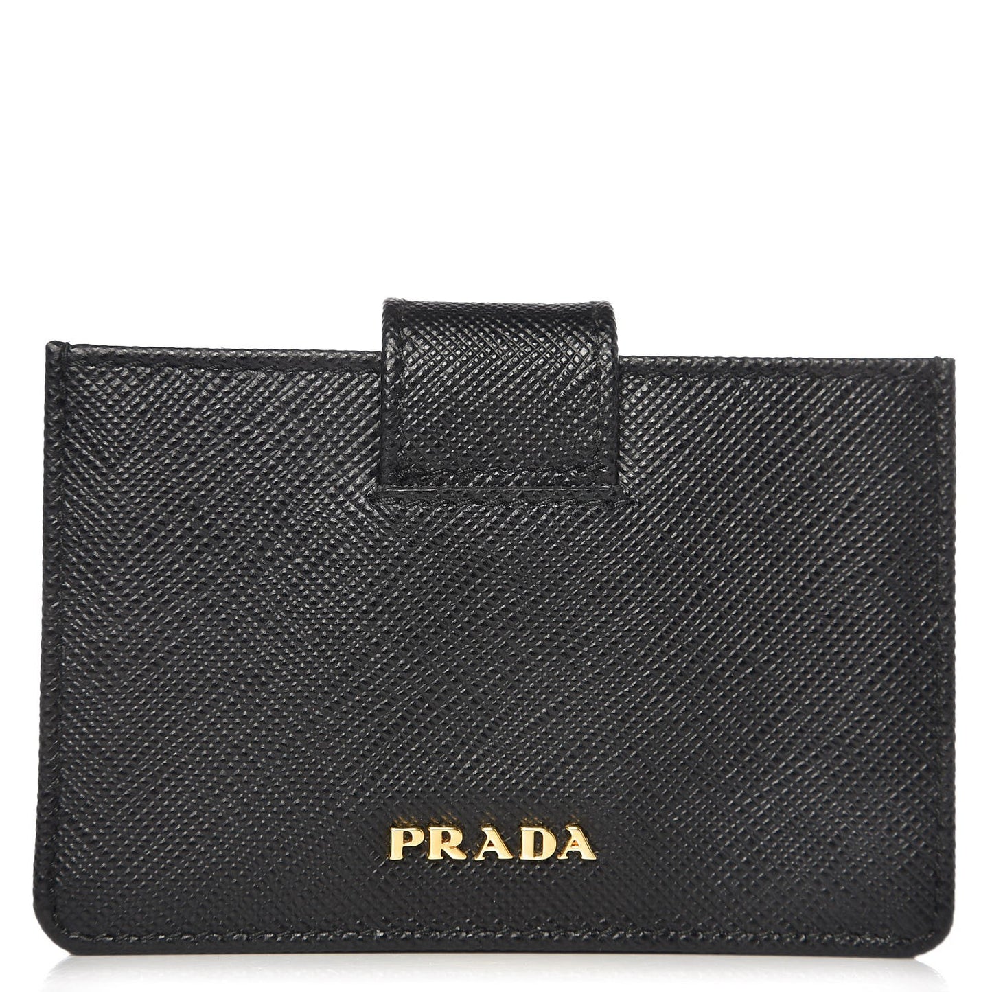 Saffiano Metal Gusseted Card Holder Black