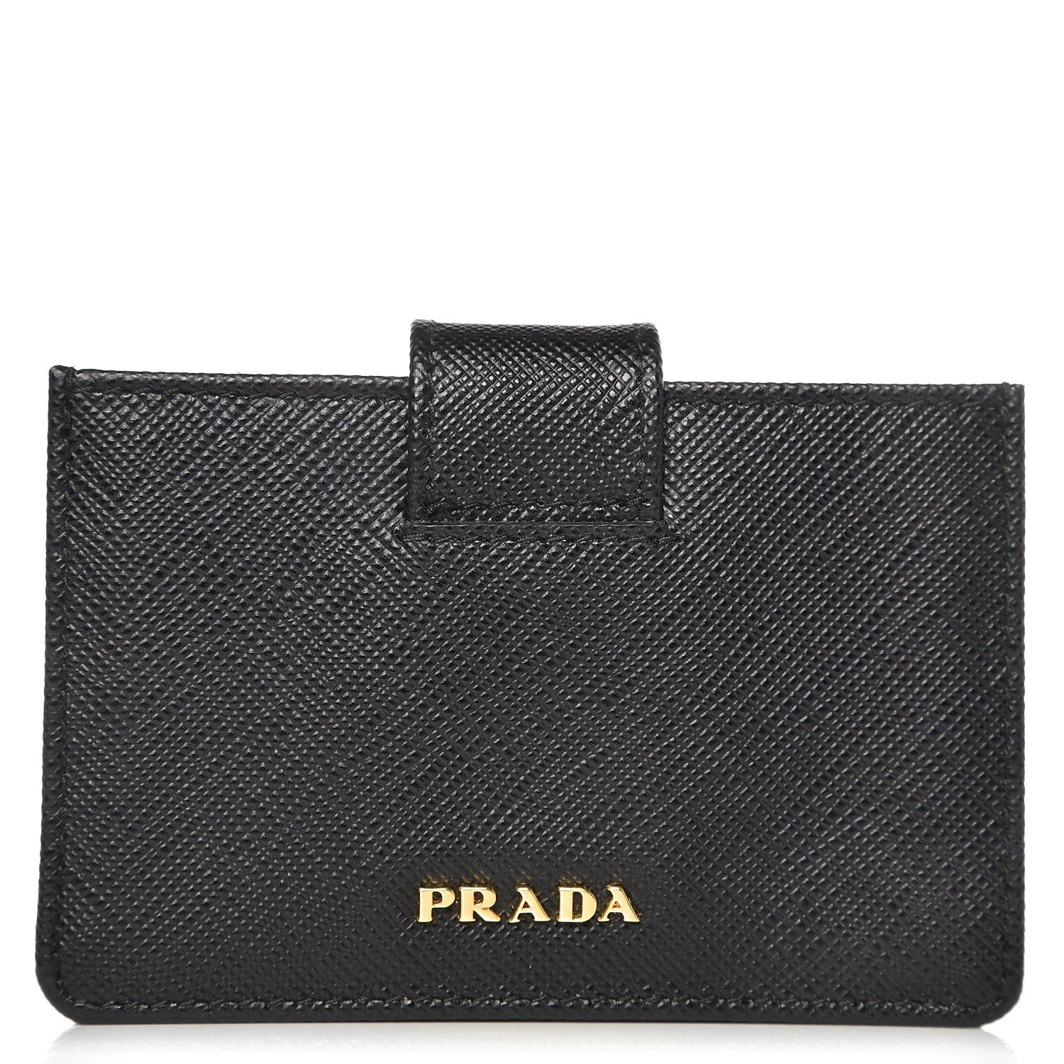 Prada Saffiano Metal Gusseted Card Holder Black 1 of 7