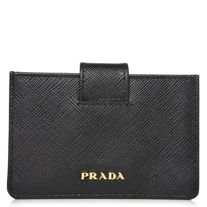 Prada Saffiano Metal Gusseted Card Holder Black 1 of 7