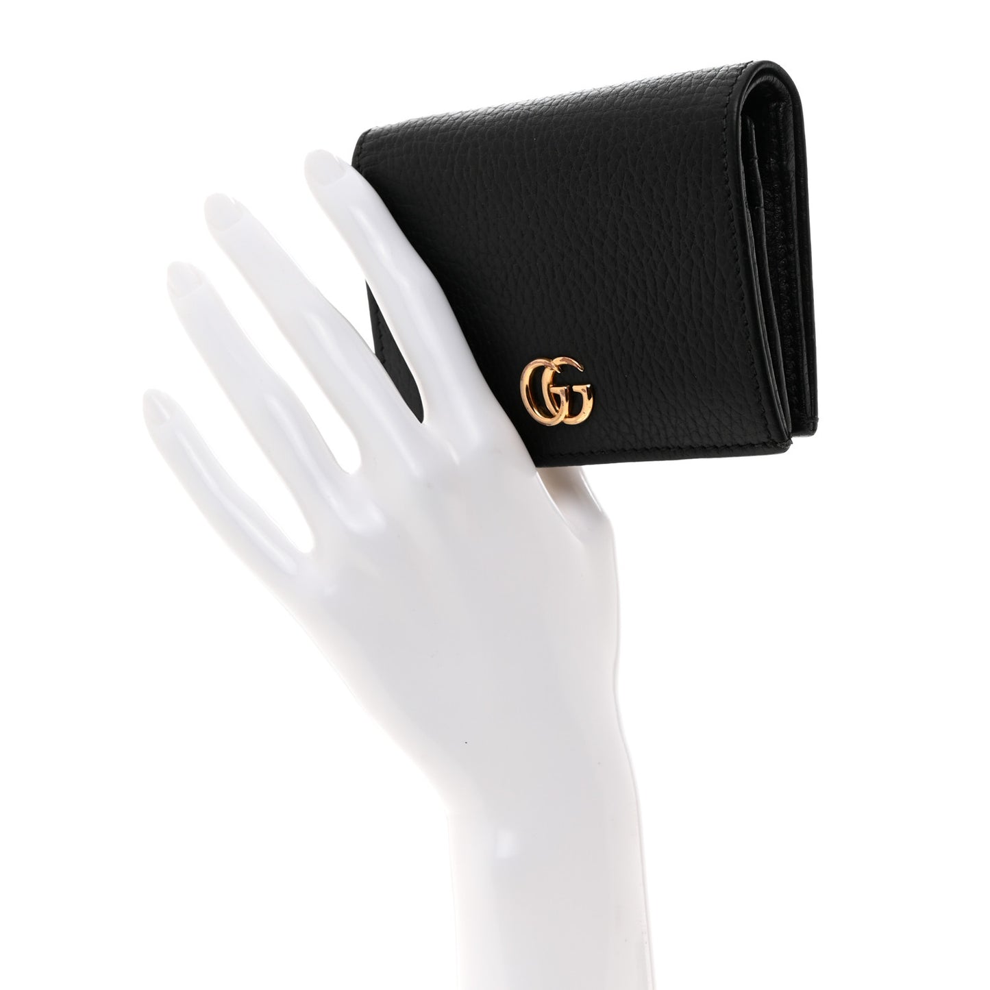 Pebbled Calfskin GG Marmont Card Case Black