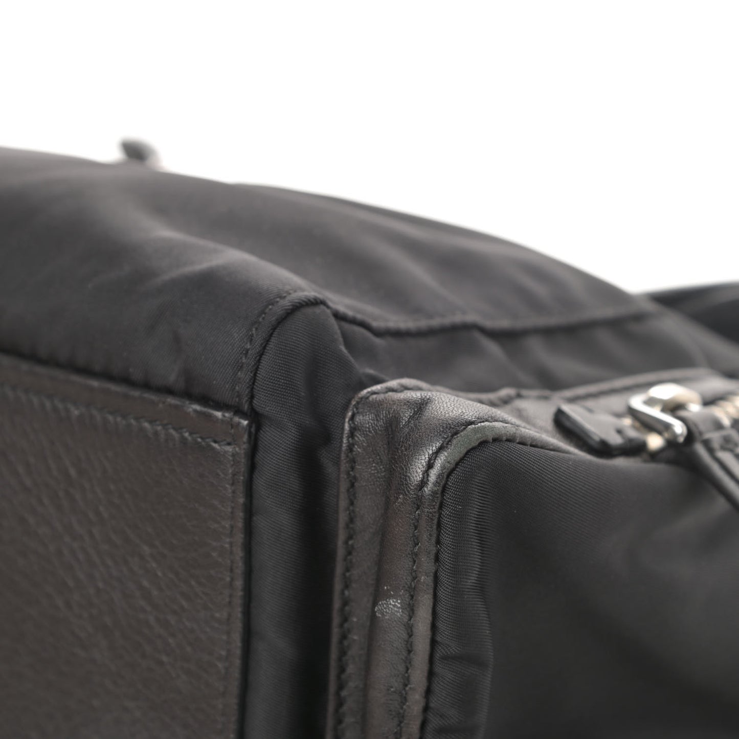 Soft Calfskin Tessuto Nylon Shoulder Bag Black