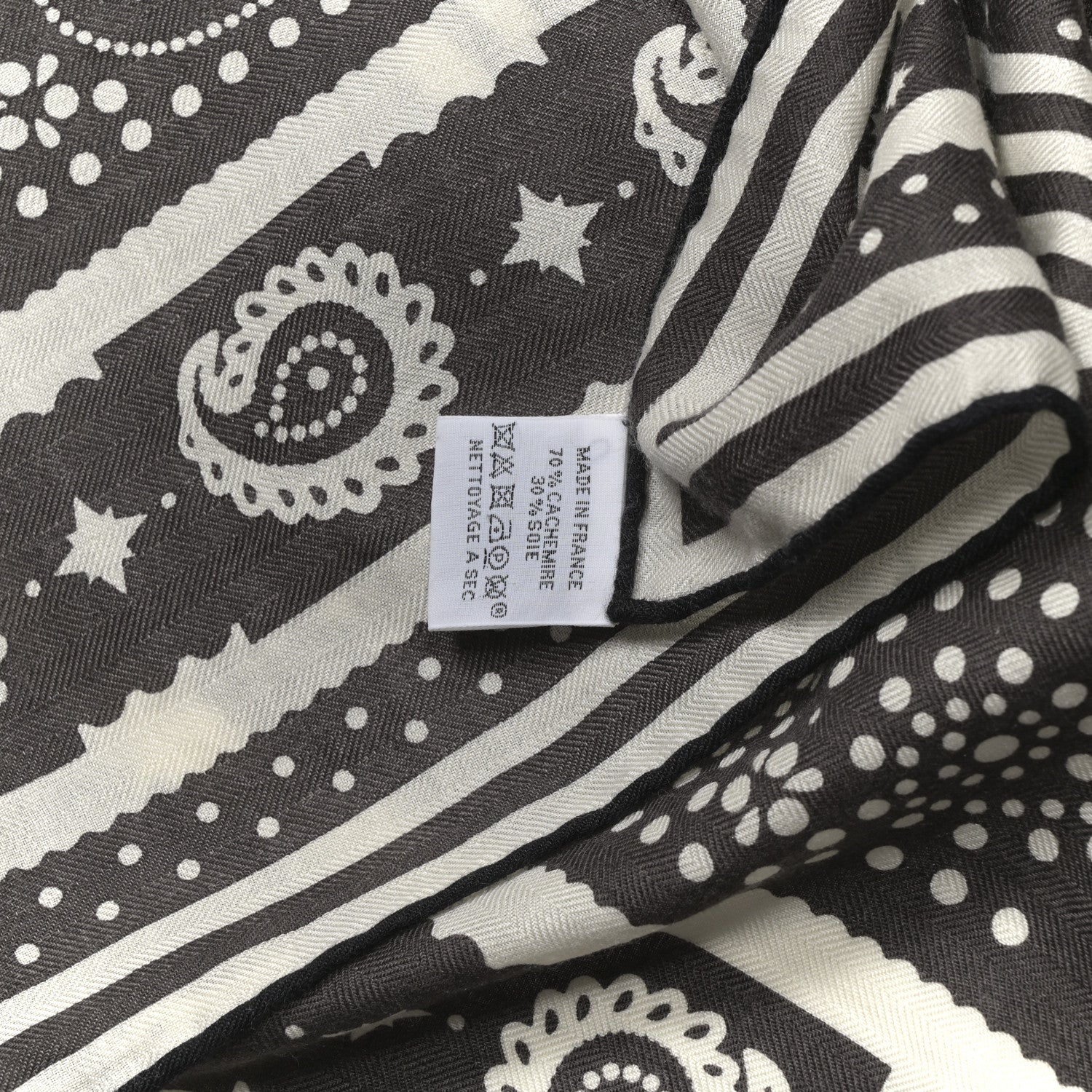 Hermes Cashmere Silk Couvertures Et Tenues Shawl 140 Gris Taupe Black 3 of 4