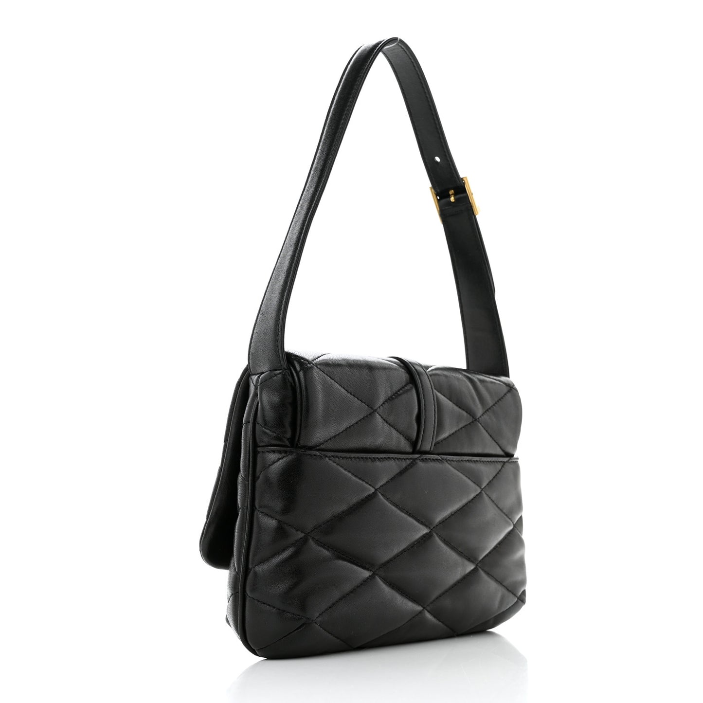 Lambskin Quilted Le 57 Diamond Shoulder Bag Black