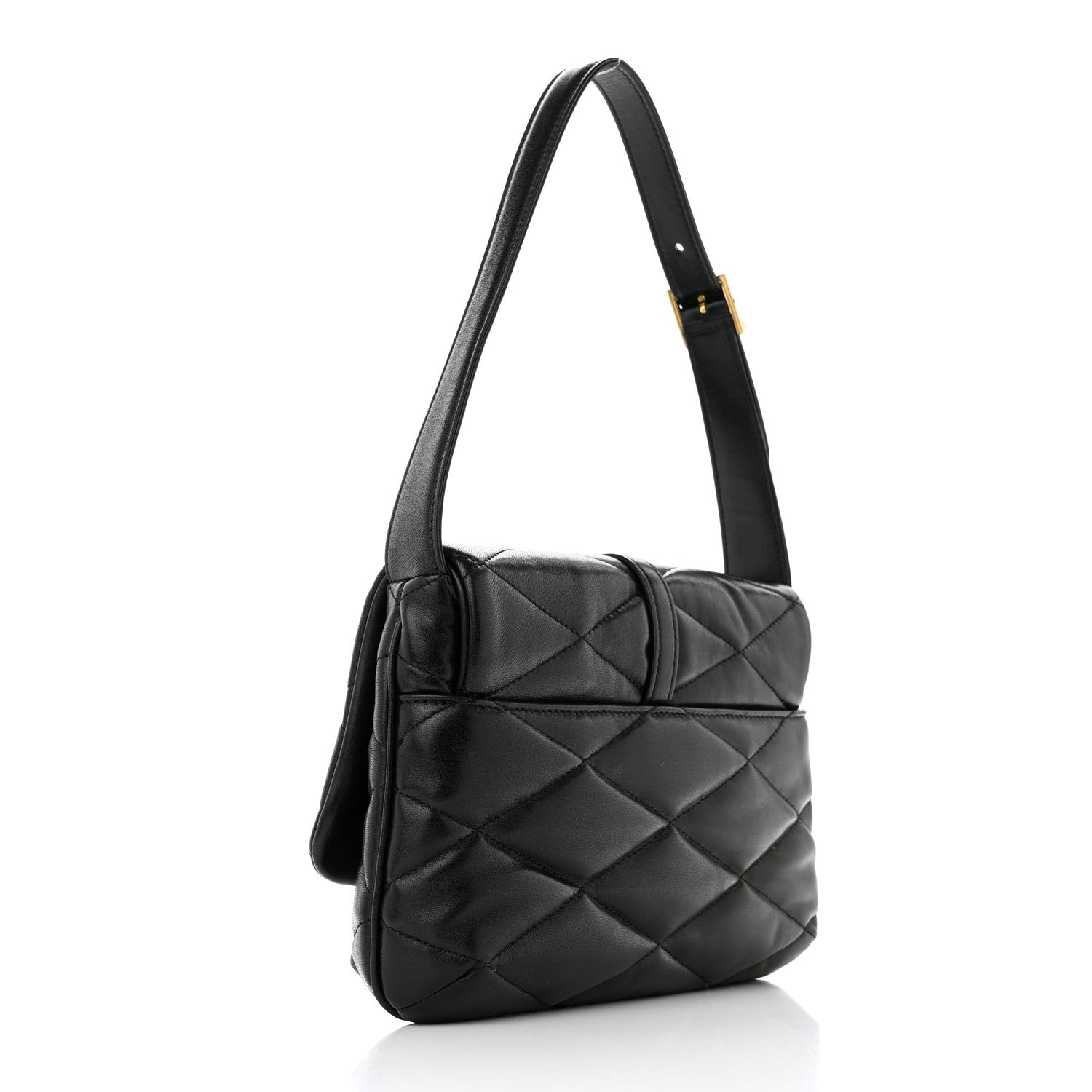 Saint Laurent Lambskin Quilted Le 57 Diamond Shoulder Bag Black 3 of 12