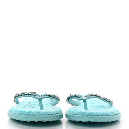 Chanel Calfskin CC Chain Thong Sandals 38 Light Blue 2 of 9