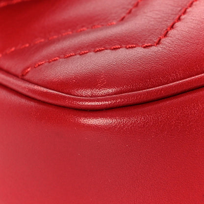 Gucci Calfskin Matelasse Super Mini GG Marmont Shoulder Bag Hibiscus Red 8 of 9
