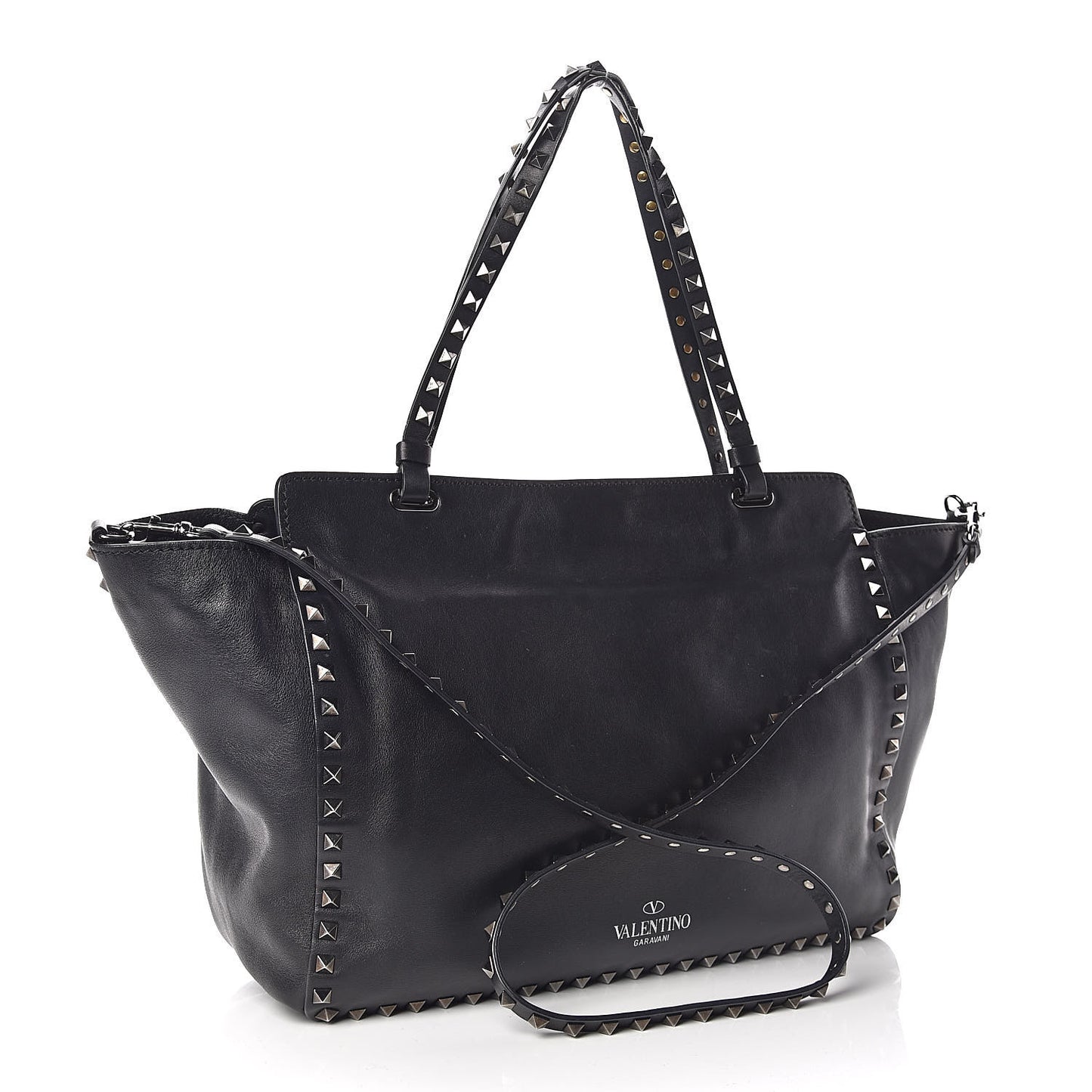 Vitello Medium Rockstud Tote Black