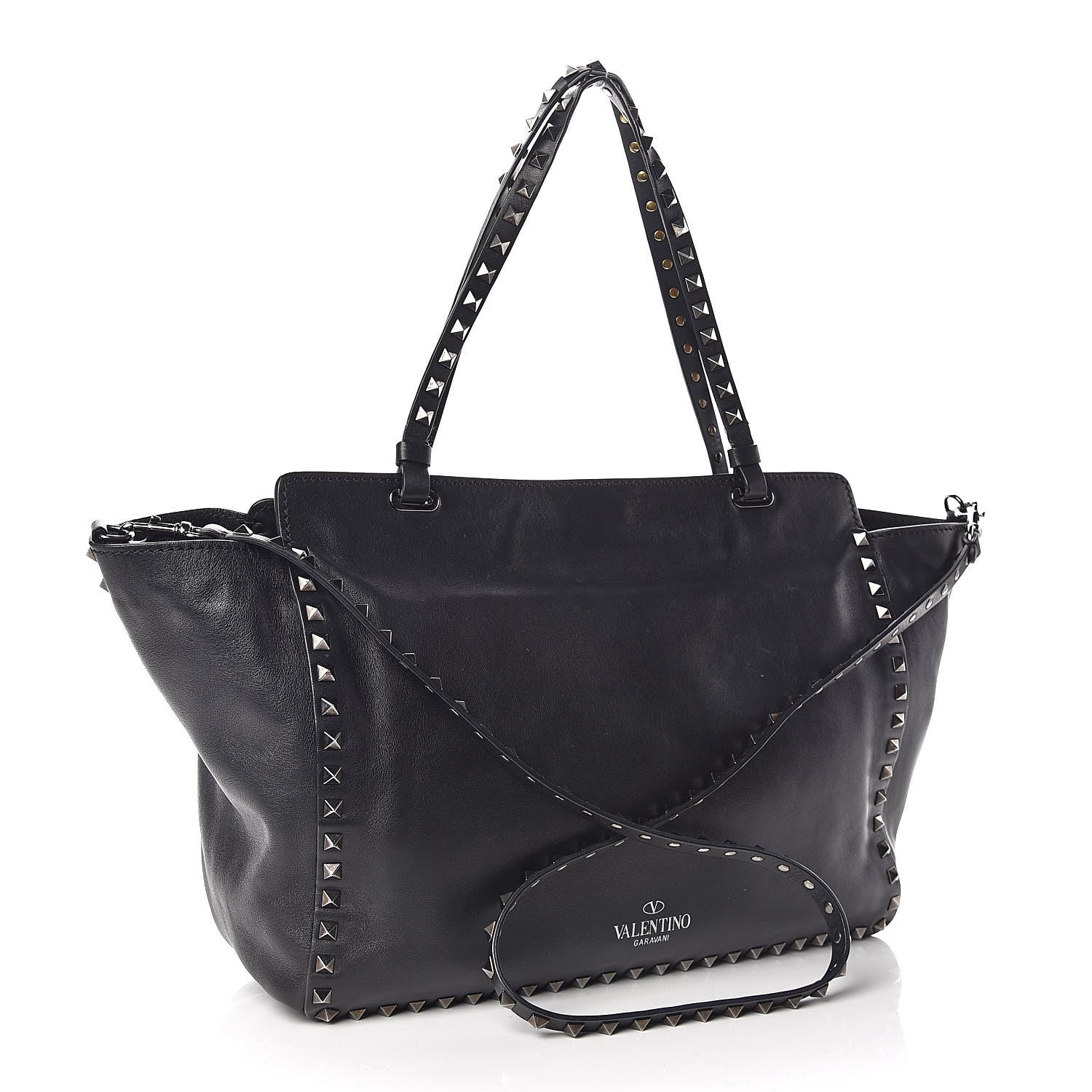Valentino Garavani Vitello Medium Rockstud Tote Black 3 of 15