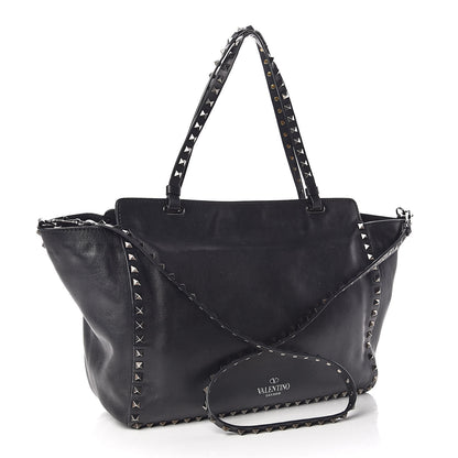 Valentino Garavani Vitello Medium Rockstud Tote Black 3 of 15