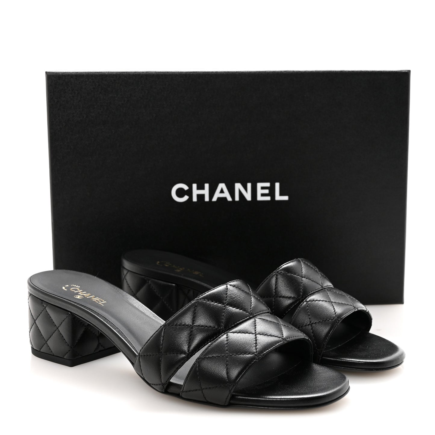 Lambskin Quilted Mules 40 Black