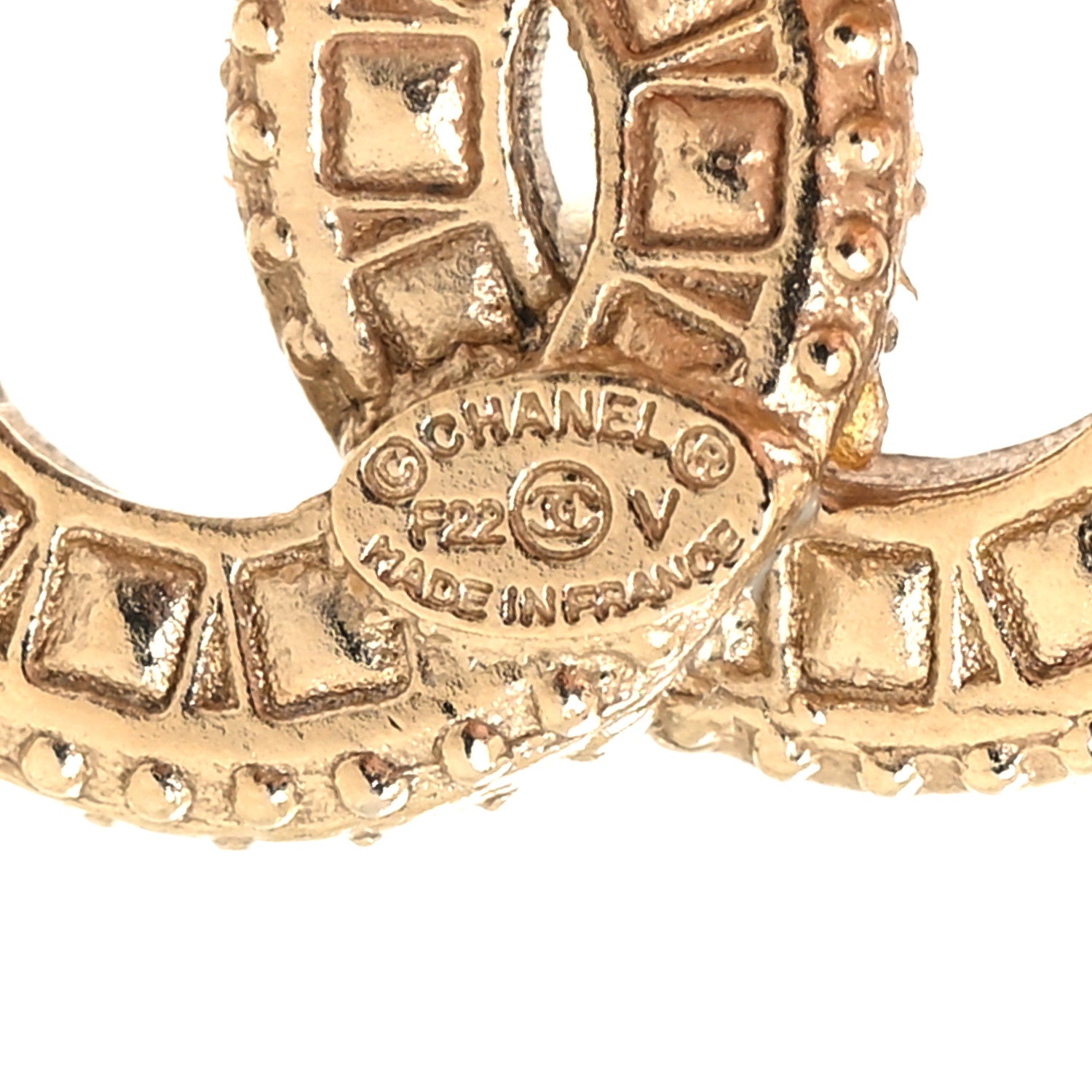 Chanel Crystal Timeless CC Earrings Light Gold 4 of 7