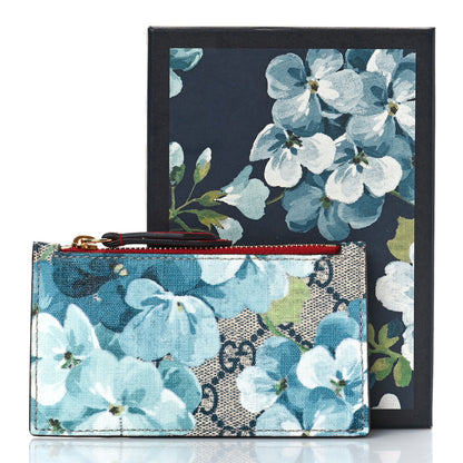 Gucci GG Supreme Monogram Blooms Coin Case Card Holder Beige Blue Navy Hibiscus Red 9 of 9