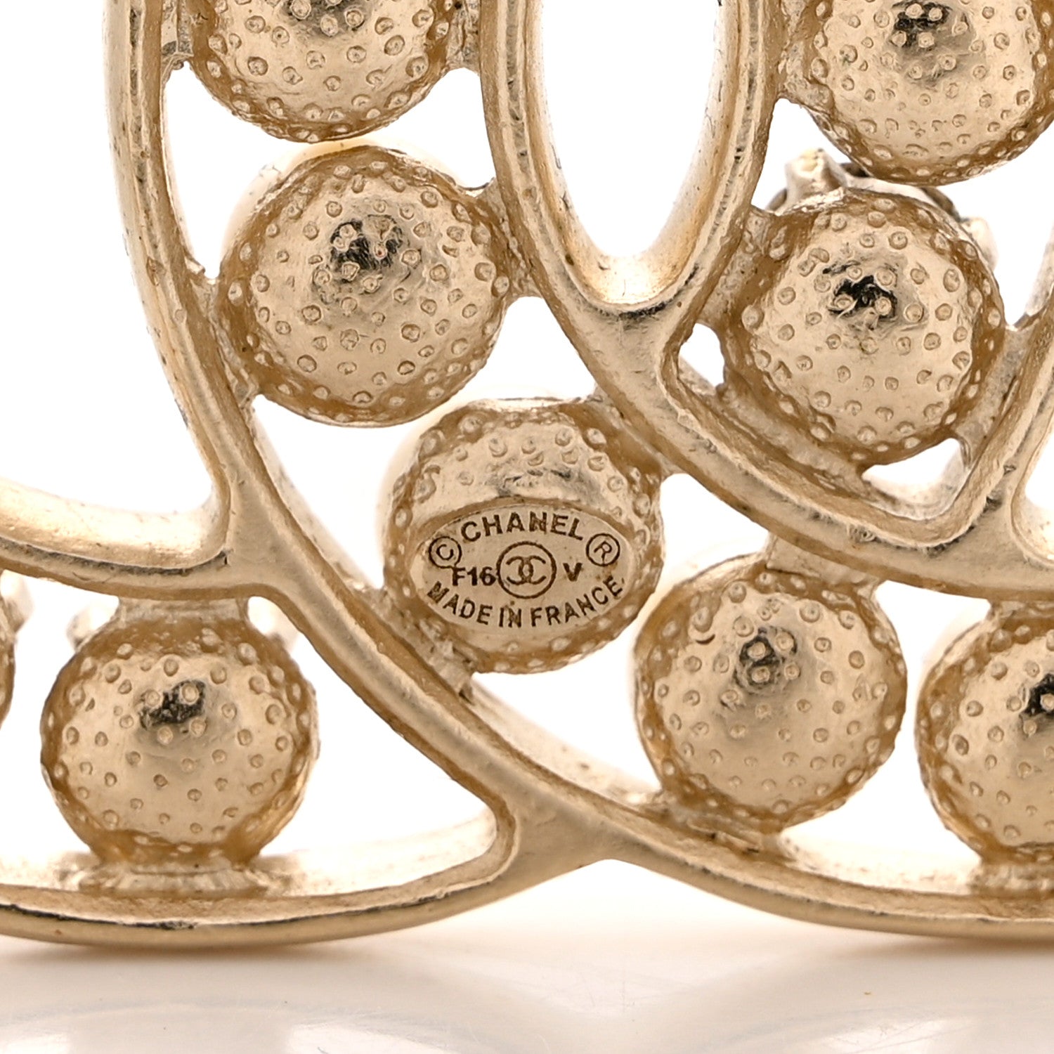 Chanel Pearl Crystal CC Brooch Gold Pearly White 4 of 5