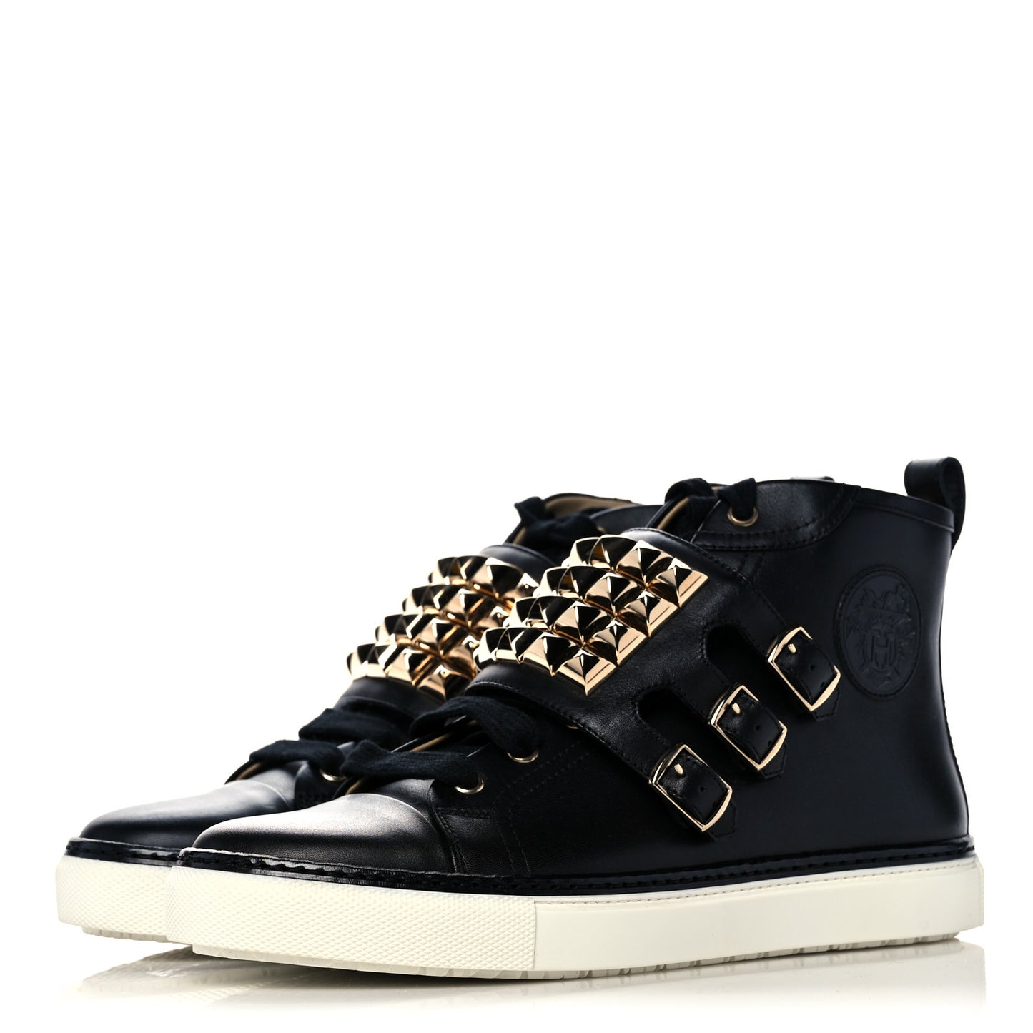 Calfskin Studded Lennox High Top Sneakers 39.5 Black