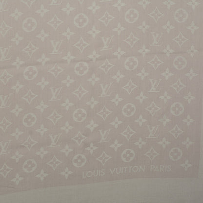 Louis Vuitton Silk Wool Monogram Shawl Beige 4 of 5