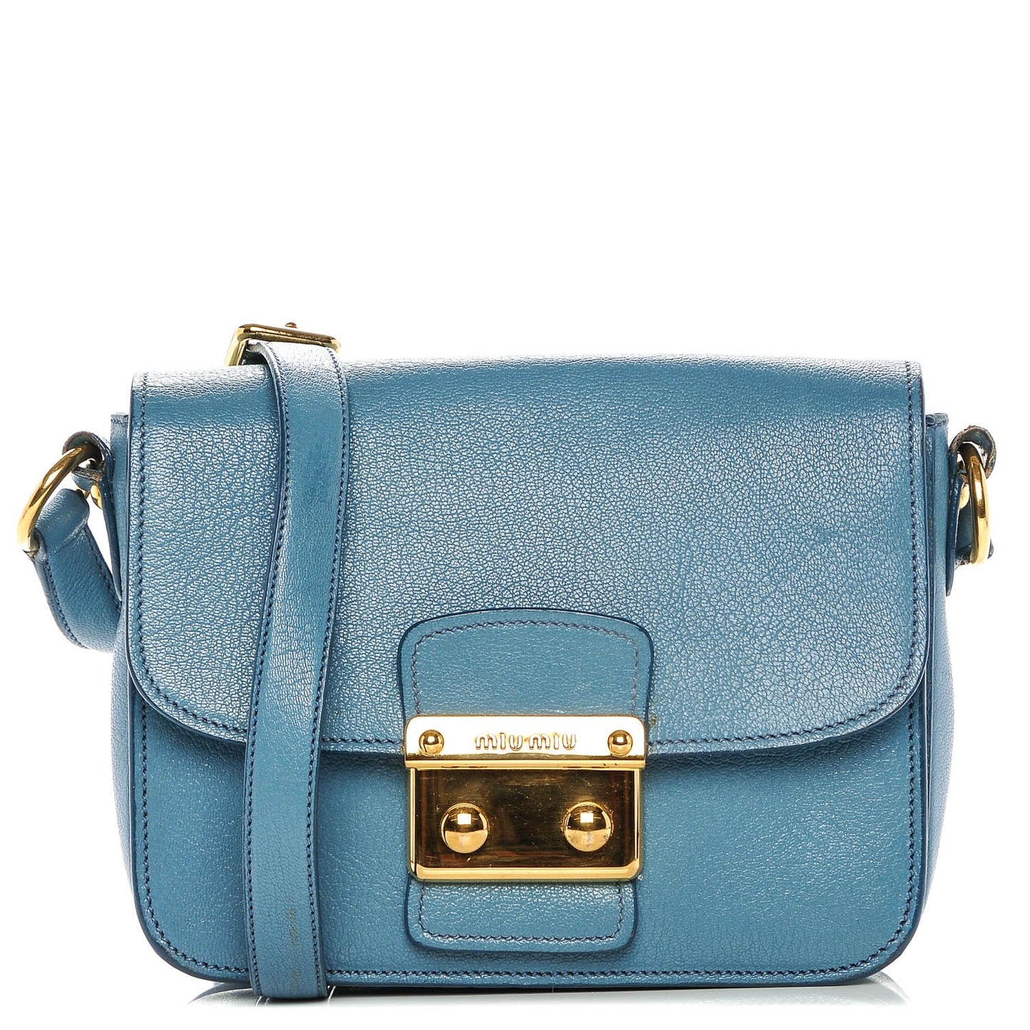 Goatskin Madras Shoulder Bag Azzurro