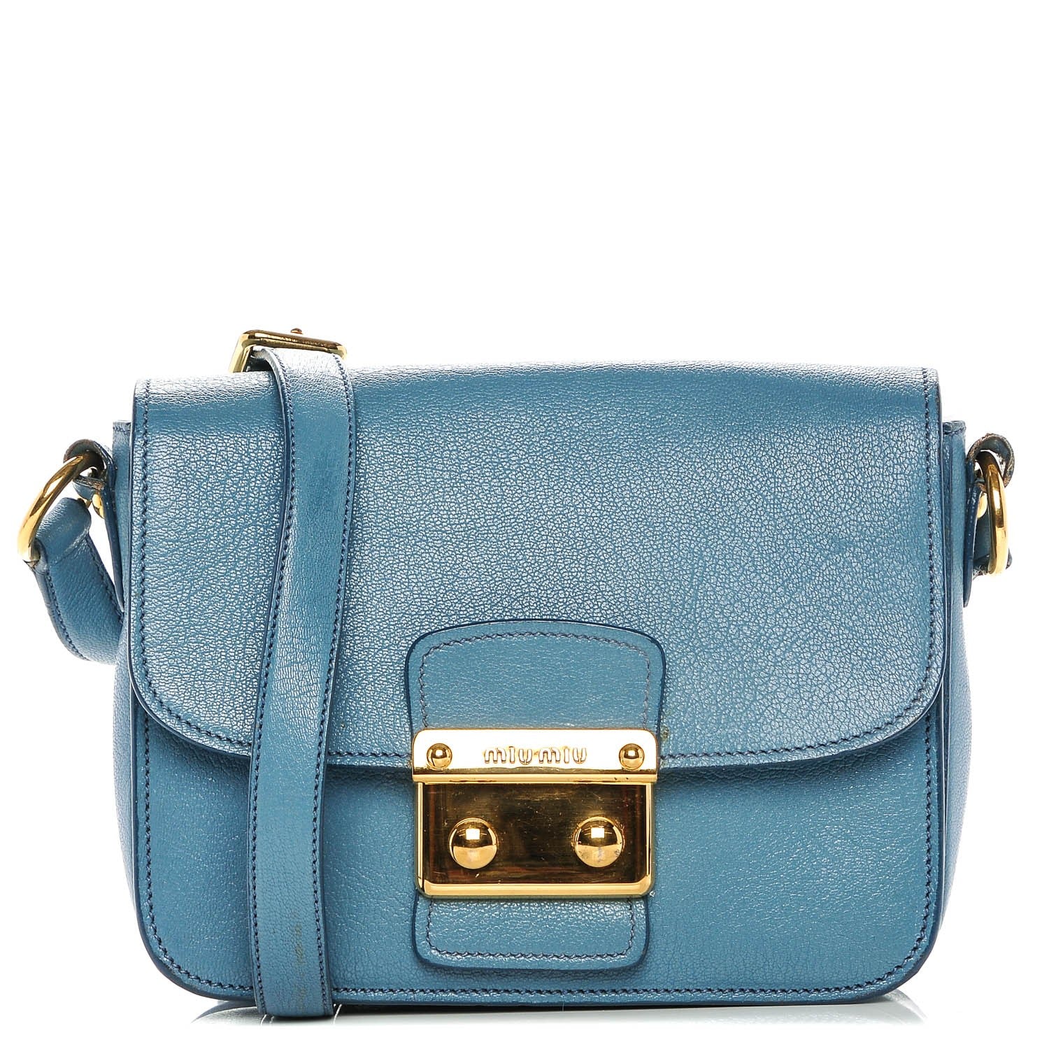 Miu Miu Goatskin Madras Shoulder Bag Azzurro 1 of 8