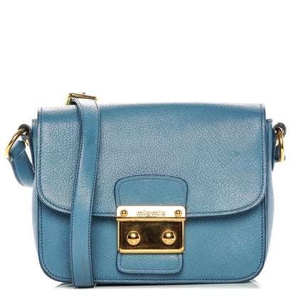Miu Miu Goatskin Madras Shoulder Bag Azzurro 1 of 8
