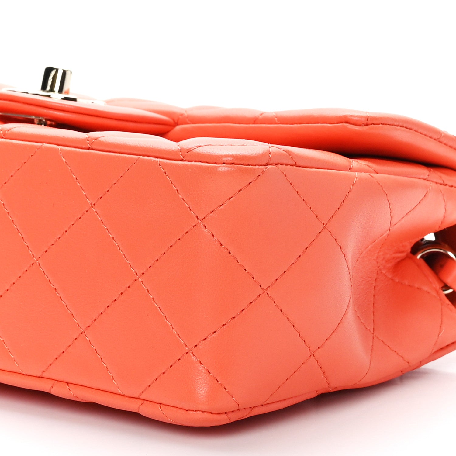 Chanel Lambskin Quilted Mini Rectangular Flap Coral 9 of 9