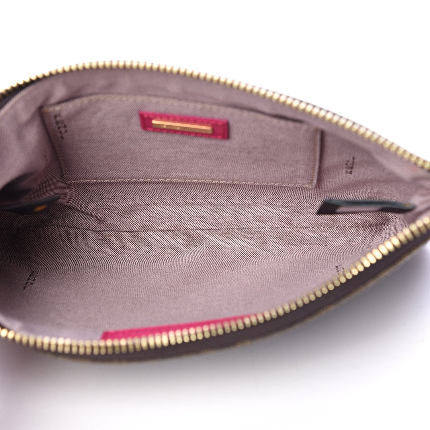Fendi Zucca Spalmati Vitello Elite Pochette Tobacco Ciclamino 4 of 7