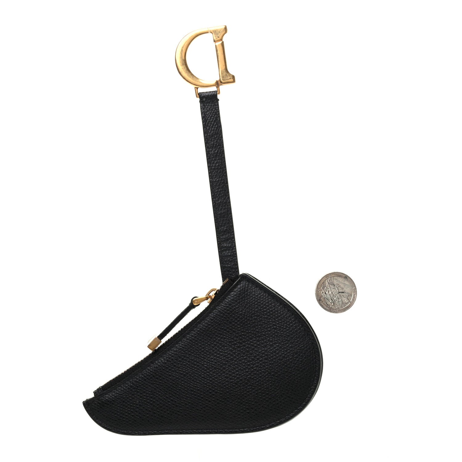 Christian Dior Grained Calfskin Saddle Coin Purse Black 2 of 4