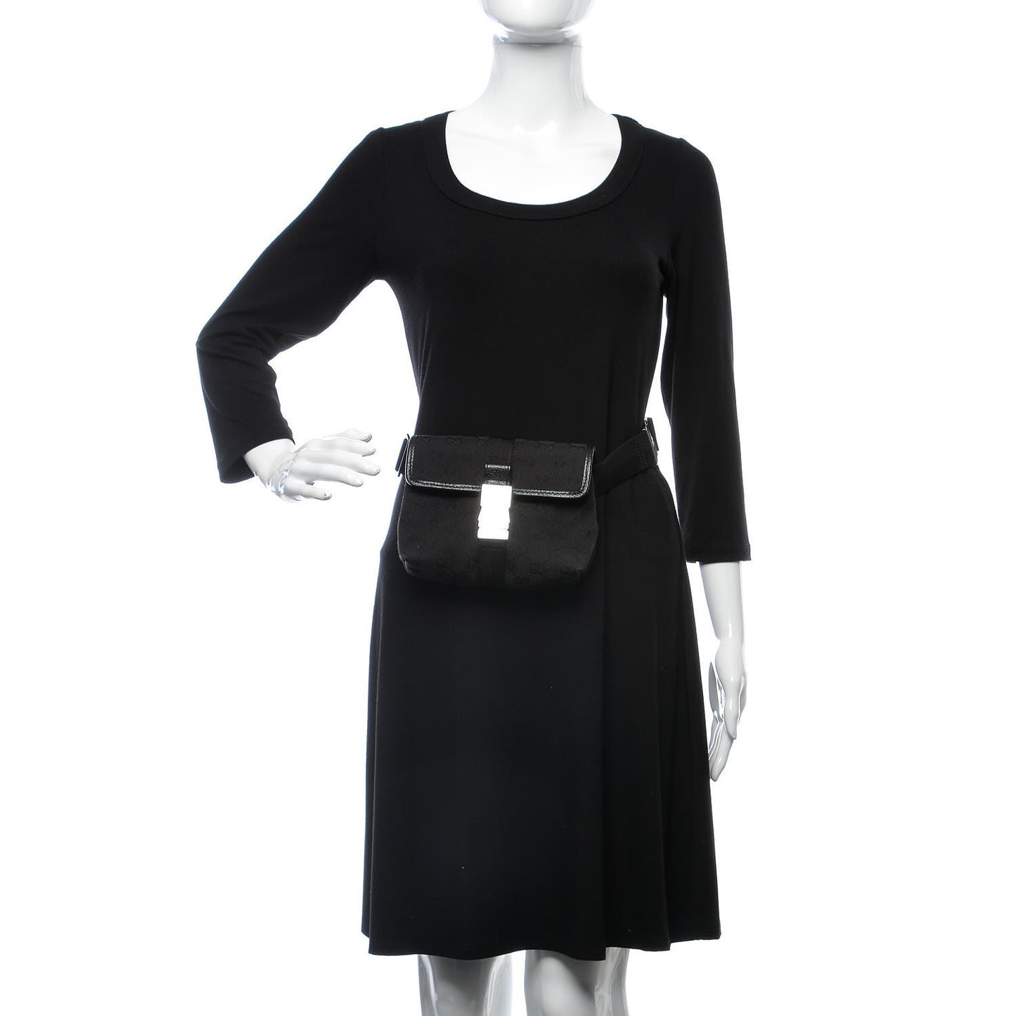 GG Monogram Web Buckle Belt Bag Black