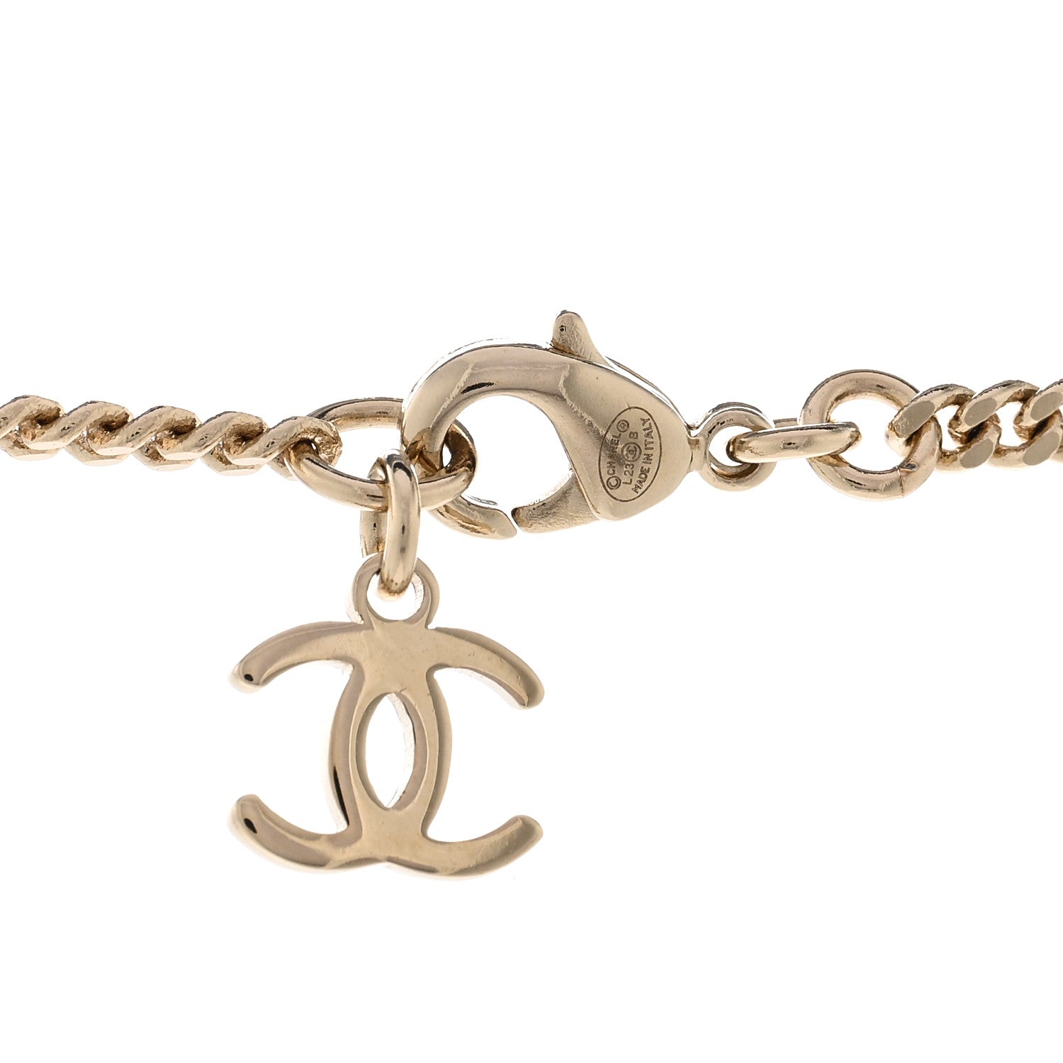 Chanel Crystal Pearl CC Square Pendant Necklace Gold 5 of 5
