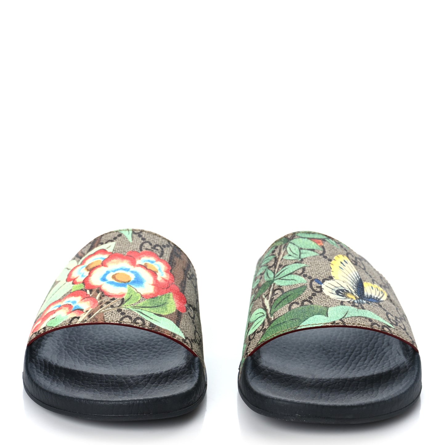 GG Supreme Monogram Tian Womens Slide Sandals 40 Beige Multicolor