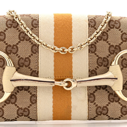 Gucci Monogram Web Small Horsebit Chain Clutch Off White 8 of 11