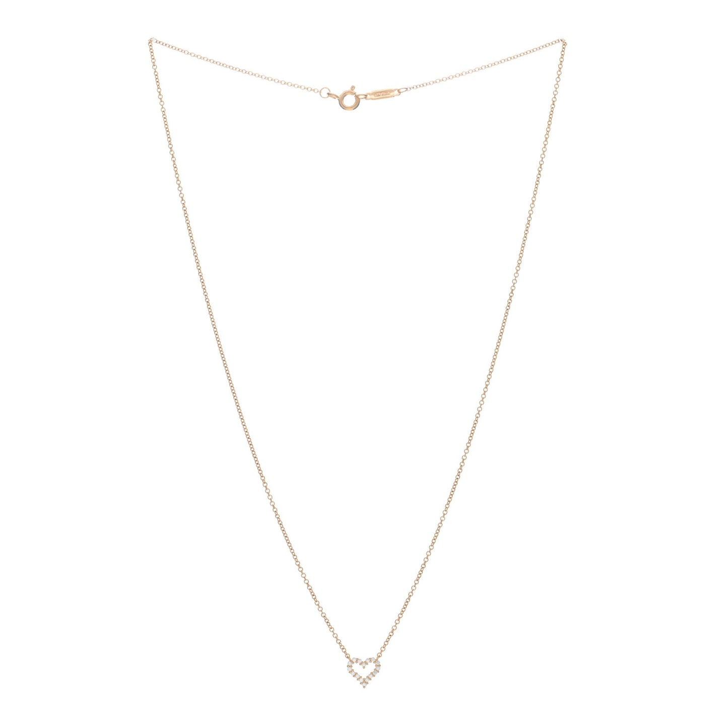 18K Rose Gold Diamond Extra Mini Heart Pendant Necklace