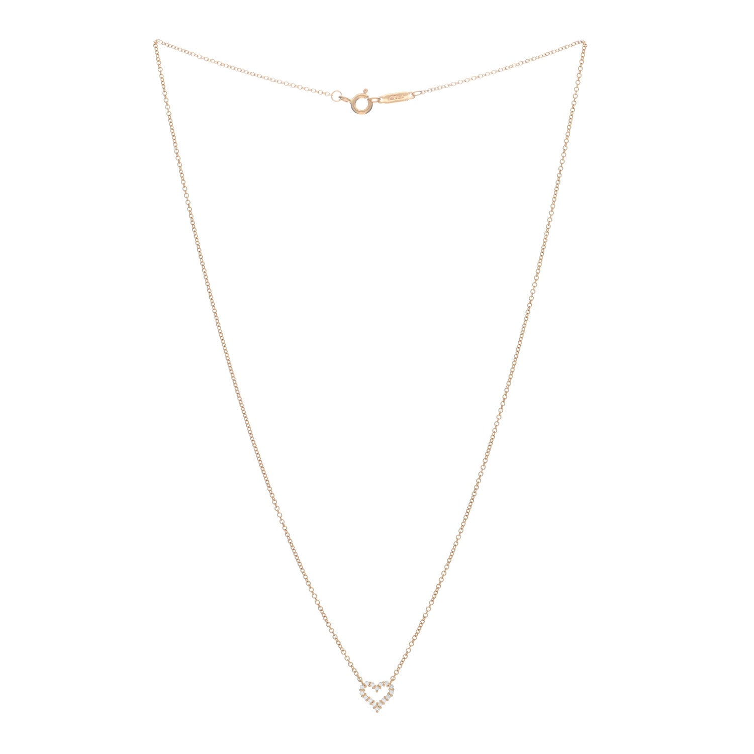 Tiffany 18K Rose Gold Diamond Extra Mini Heart Pendant Necklace 2 of 4