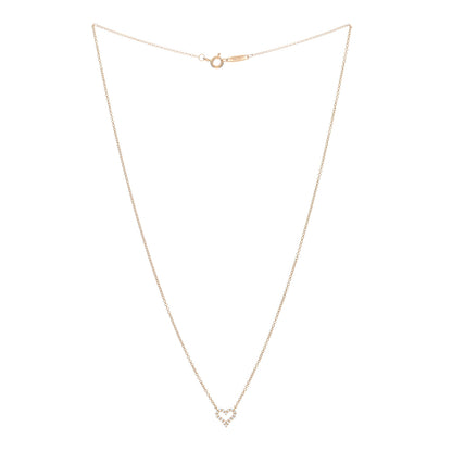 Tiffany 18K Rose Gold Diamond Extra Mini Heart Pendant Necklace 2 of 4