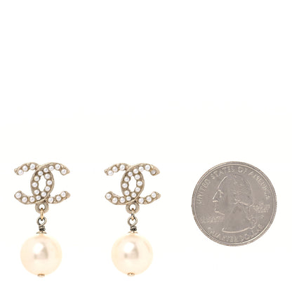 Chanel Pearl CC Drop Earrings Light Gold 2 of 7