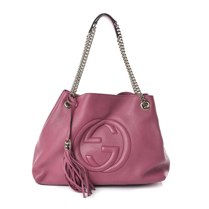 Gucci Pebbled Calfskin Medium Soho Chain Shoulder Bag Peonia Flower 1 of 8