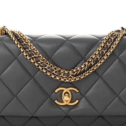 Chanel Shiny Lambskin Quilted Multi Stand Flap Grey 8 of 13
