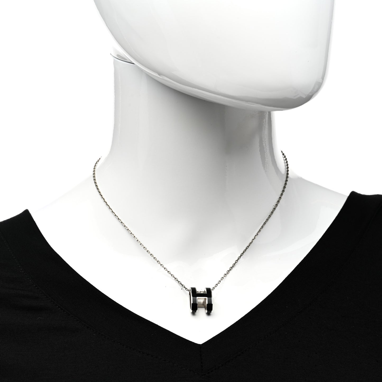 Lacquered Palladium Pop H Pendant Necklace Black