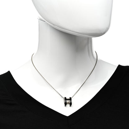 Hermes Lacquered Palladium Pop H Pendant Necklace Black 2 of 6