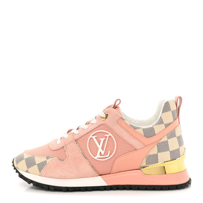 Louis Vuitton Suede Damier Azur Run Away Sneakers 38 Pink 1 of 9