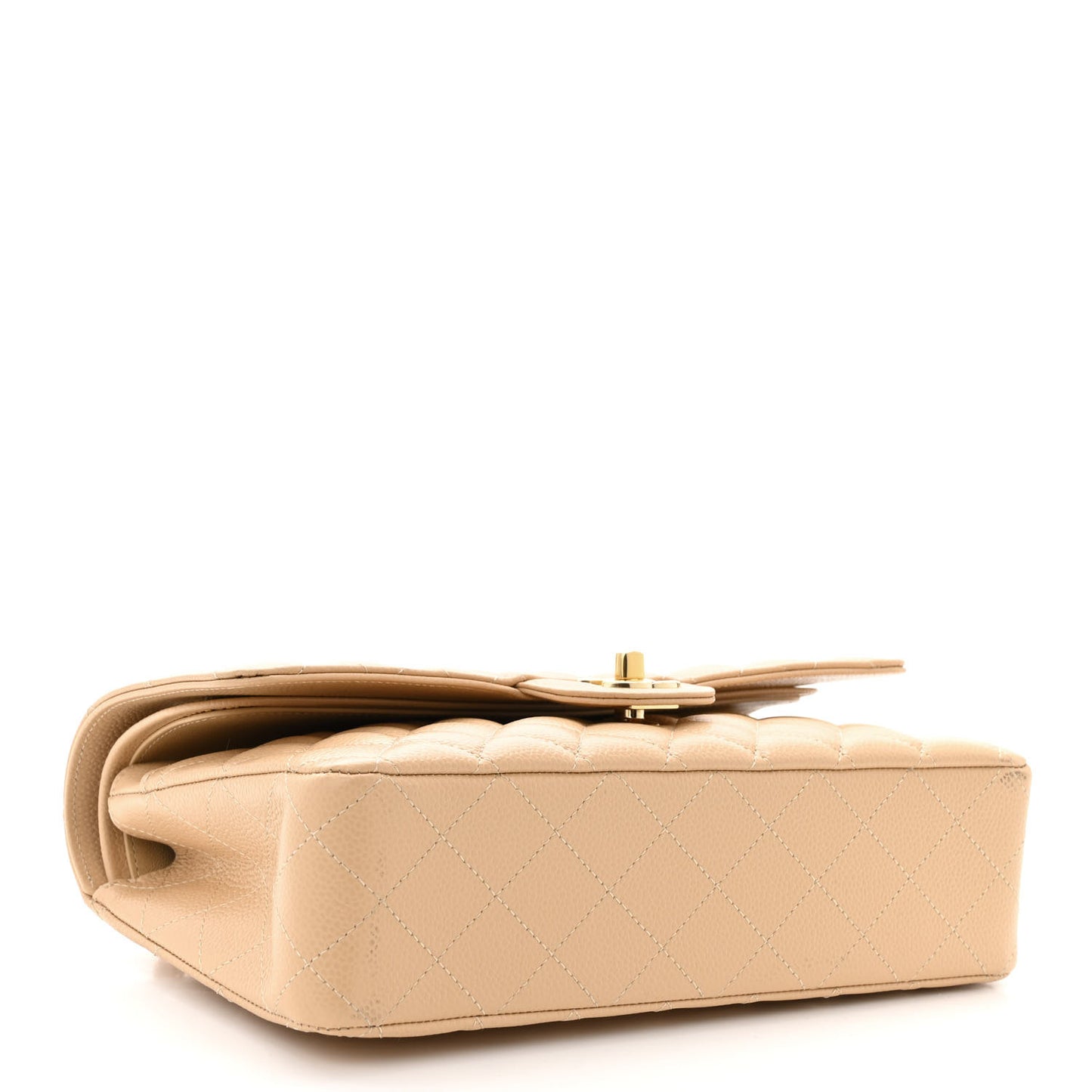 Caviar Quilted Medium Double Flap Beige Clair