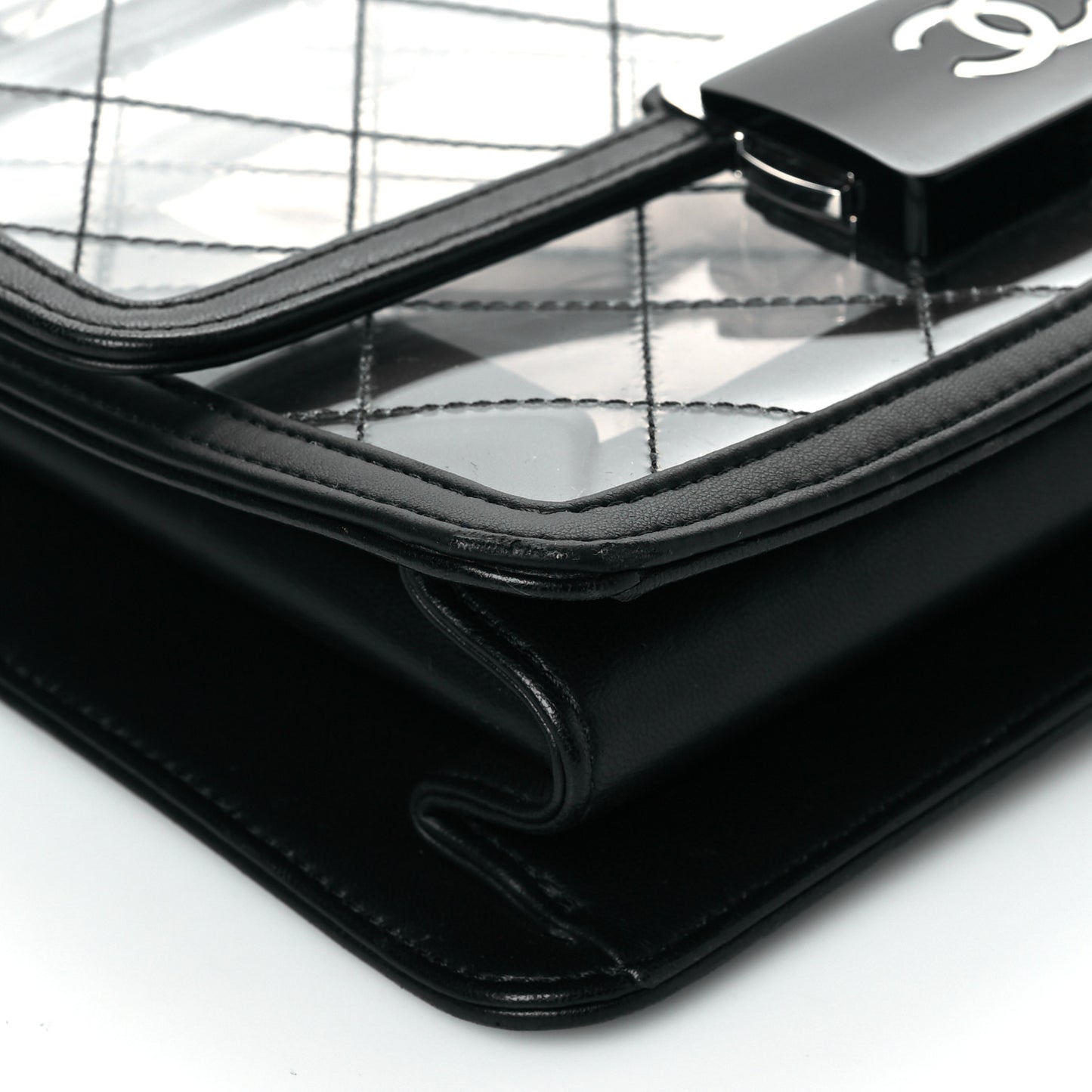 PVC Lambskin Quilted Mini Beauty Lock Flap Black