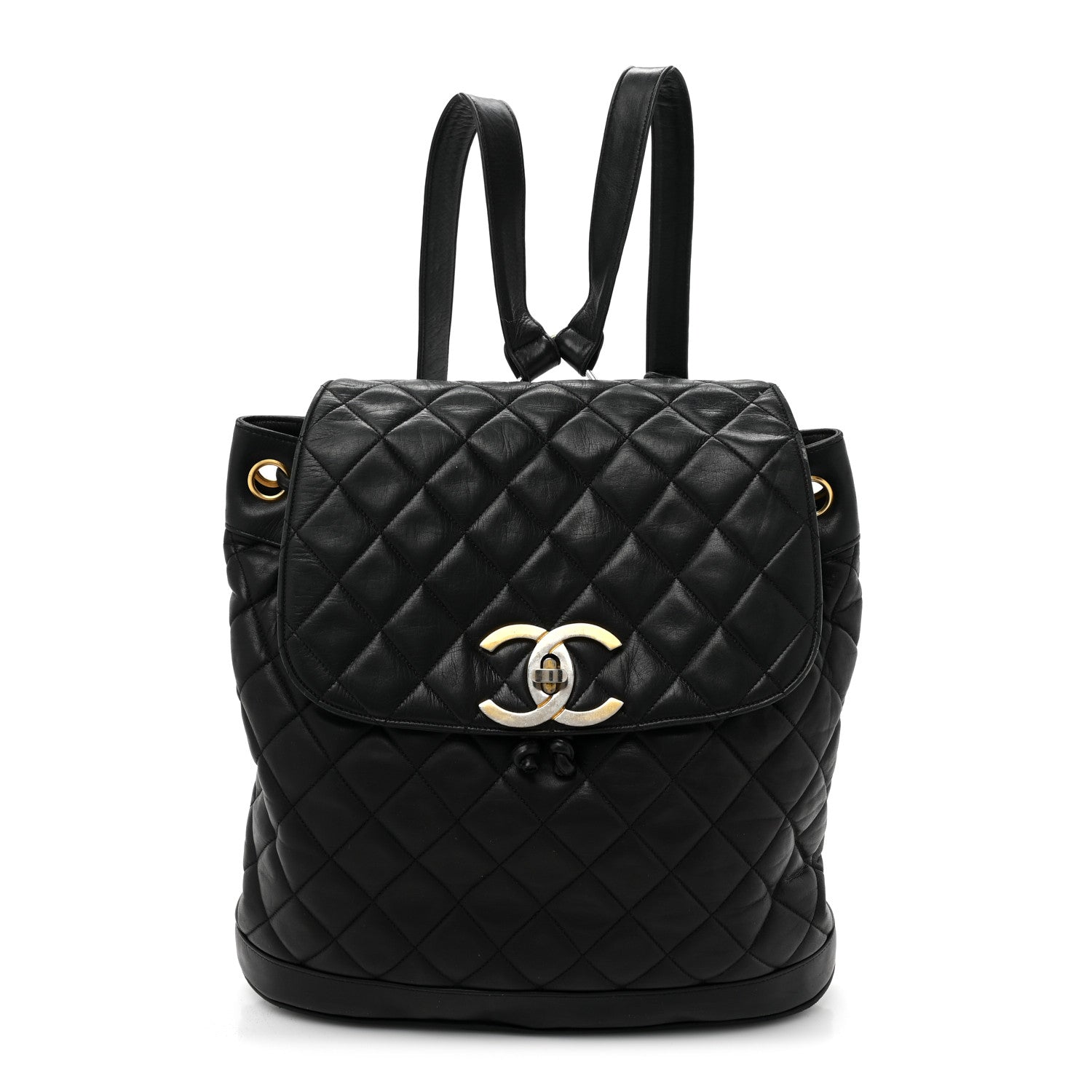 Chanel Lambskin Quilted Drawstring Backpack Black 1 of 16