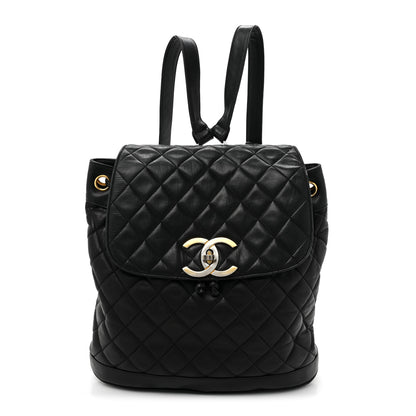 Chanel Lambskin Quilted Drawstring Backpack Black 1 of 16
