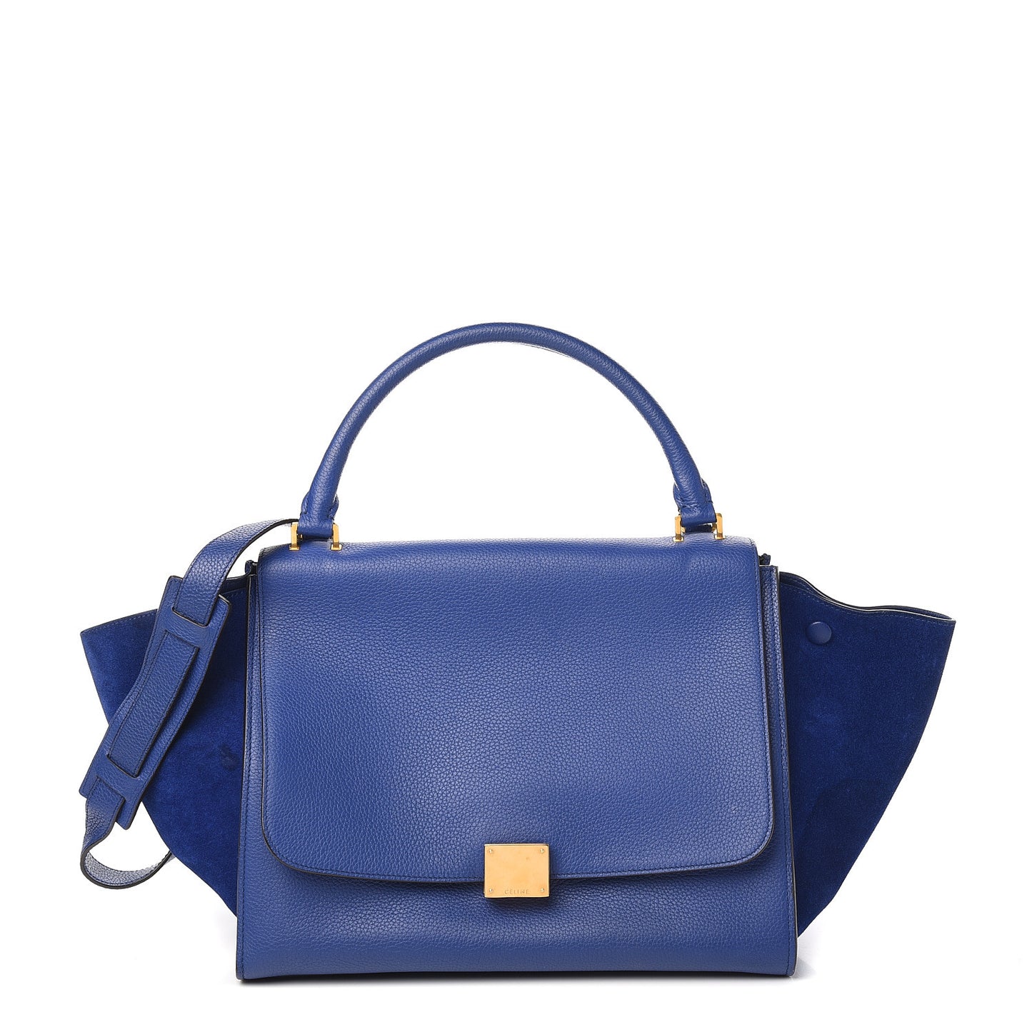 Drummed Calfskin Suede Medium Trapeze Indigo