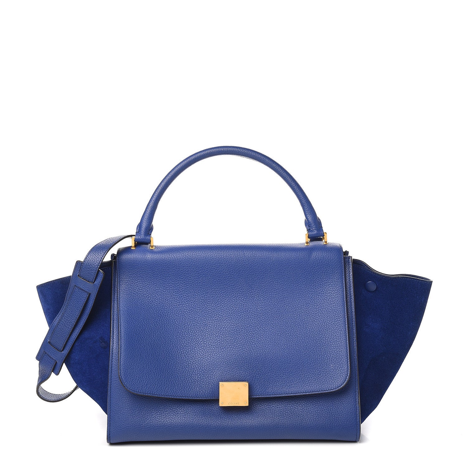 Celine Drummed Calfskin Suede Medium Trapeze Indigo 1 of 13