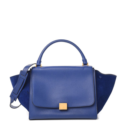 Celine Drummed Calfskin Suede Medium Trapeze Indigo 1 of 13