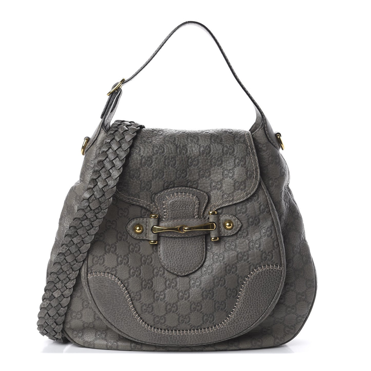 Guccissima Large New Pelham Satchel Grey