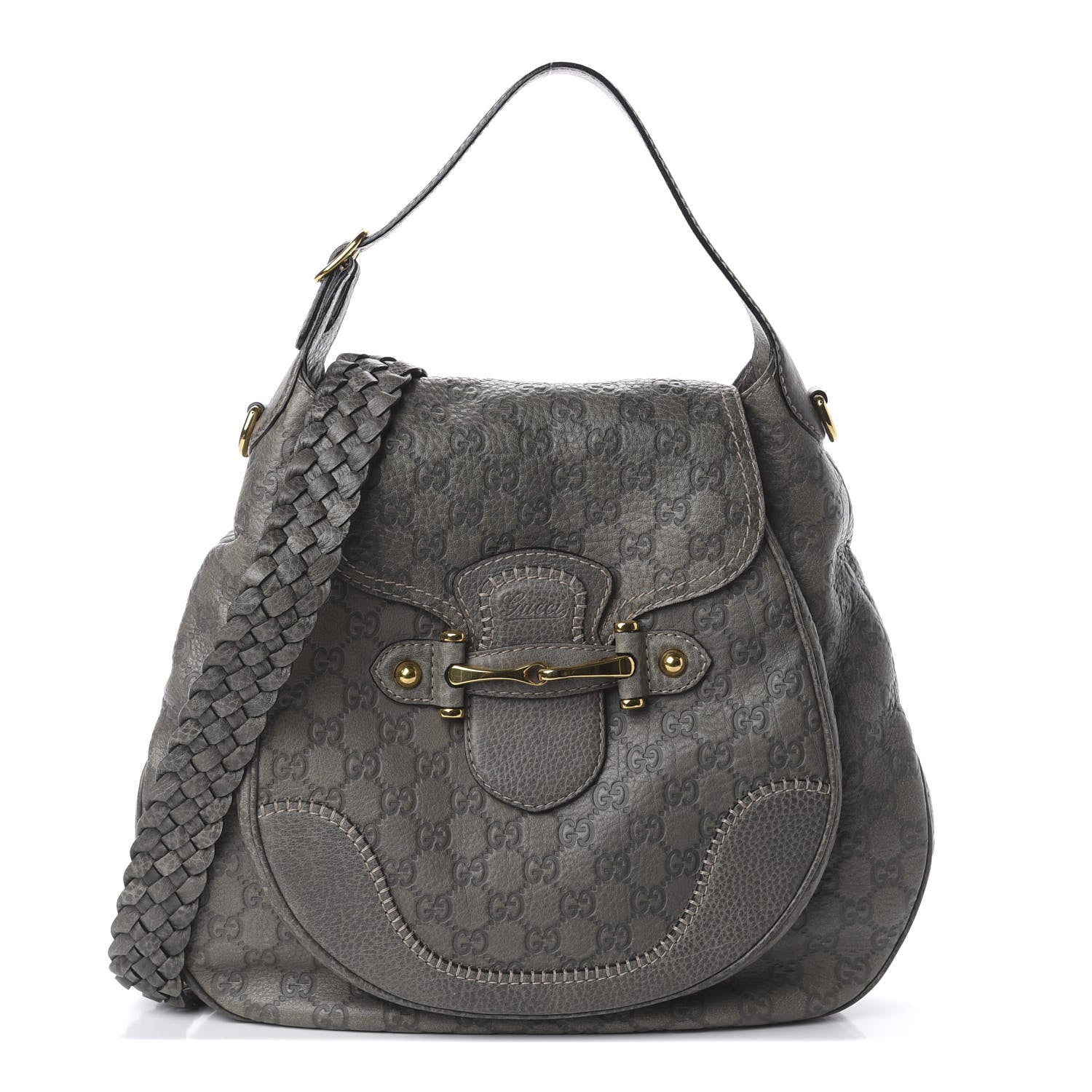 Gucci Guccissima Large New Pelham Satchel Grey 1 of 8
